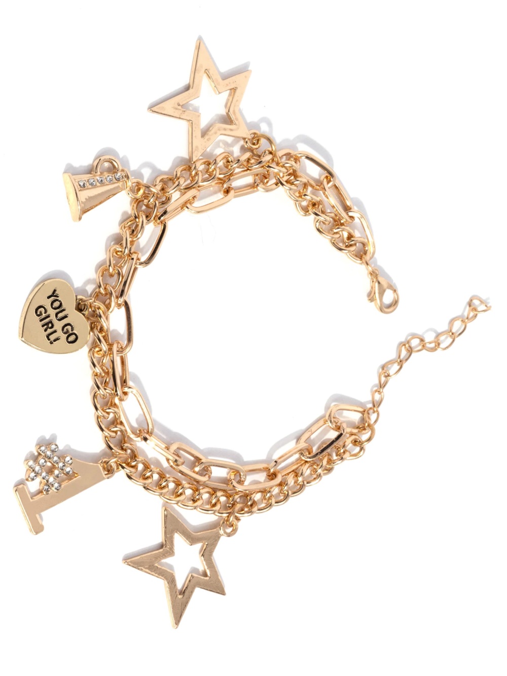 paparazzi Gold Tone 'You Go Girl' Charm Chain Bracelet